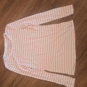 Rachel Xoe long sleeve striped shirt. White with thin red stripes